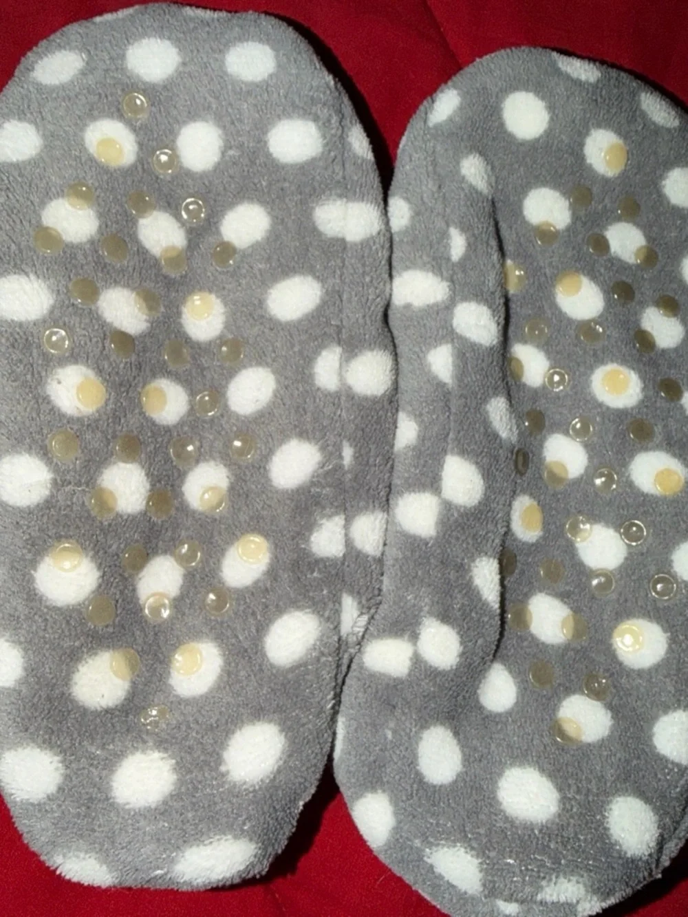 Cozy Grey Polka Dot Slippers with Pink Bird Accent